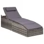 Lounger with gray synthetic rattan cushion by , Loungers - Ref: Foro24-46540, Price: 246,85 €, Discount: %