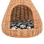 Katzenhaus mit Kissen und Tipi-Form aus natürlichem Weidenholz 40x60cm von , Katzenmöbel - Ref: Foro24-170777, Preis: 104,04 ...