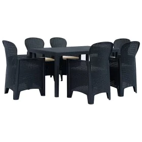 Garten-Esszimmer-Set, 7-teilig, Kunststoff-Rattanoptik in Anthrazitfarben. von , Gartensets - Ref: Foro24-276128, Preis: 708,...