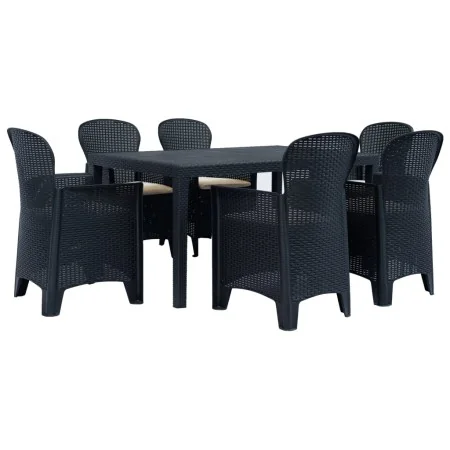Garden dining set, 7 pieces, plastic with anthracite rattan look. by , Garden sets - Ref: Foro24-276128, Price: 693,71 €, Dis...