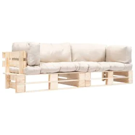 Garden pallet sofas 2 pieces with sand-colored pine wood cushions by , Outdoor sofas - Ref: Foro24-277483, Price: 262,98 €, D...