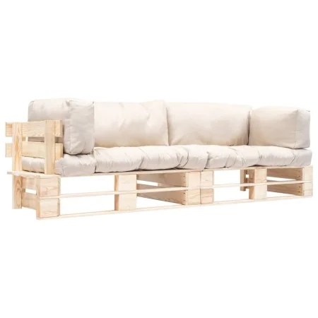 Garden pallet sofas 2 pieces with sand-colored pine wood cushions by , Outdoor sofas - Ref: Foro24-277483, Price: 262,98 €, D...