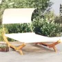Solid curved wood sun lounger with canopy in cream color, measuring 165x203x126 cm. by , Outdoor beds - Ref: Foro24-313953, P...