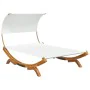 Liegestuhl mit Baldachin aus massivem gebogenem Holz in Creme 165x203x126 cm von , Betten im Freien - Ref: Foro24-313953, Pre...