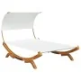 Solid curved wood sun lounger with canopy in cream color, measuring 165x203x126 cm. by , Outdoor beds - Ref: Foro24-313953, P...