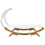Solid curved wood sun lounger with canopy in cream color, measuring 165x203x126 cm. by , Outdoor beds - Ref: Foro24-313953, P...