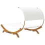 Liegestuhl mit Baldachin aus massivem gebogenem Holz in Creme 165x203x126 cm von , Betten im Freien - Ref: Foro24-313953, Pre...