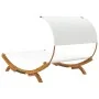 Solid curved wood sun lounger with canopy in cream color, measuring 165x203x126 cm. by , Outdoor beds - Ref: Foro24-313953, P...