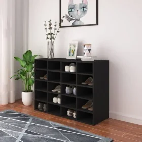 Black plywood shoe rack 92x30x67.5 cm by , Shoe racks and shoe organizers - Ref: Foro24-340216, Price: 198,86 €, Discount: %