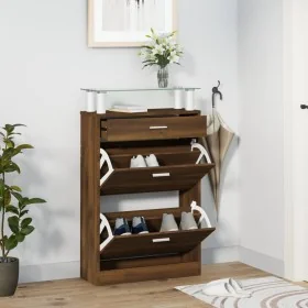 Shoe cabinet made of brown oak plywood, measuring 63x24x104 cm. by , Shoe racks and shoe organizers - Ref: Foro24-342569, Pri...