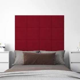 Wall panels 12 units red velvet 30x30 cm 1.08 m² by , Wall covering - Ref: Foro24-344046, Price: 36,64 €, Discount: %