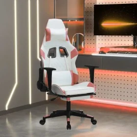Gaming-Stuhl mit Massagefunktion und Fußstütze aus weißem und rosa Kunstleder. von , Gaming-Stühle - Ref: Foro24-345530, Prei...