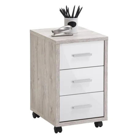 FMD Mobile drawer unit in sand oak and glossy white by , Filing cabinets - Ref: Foro24-429442, Price: 140,42 €, Discount: %