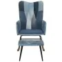 Schaukelstuhl mit Fußstütze aus blauem Jeans-Patchworkstoff. von , Schaukelstühle - Ref: Foro24-339704, Preis: 143,37 €, Raba...