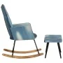 Rocking chair with denim blue patchwork canvas footrest by , Rocking chairs - Ref: Foro24-339704, Price: 143,37 €, Discount: %