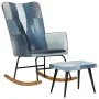 Schaukelstuhl mit Fußstütze aus blauem Jeans-Patchworkstoff. von , Schaukelstühle - Ref: Foro24-339704, Preis: 143,37 €, Raba...