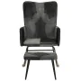 Rocking chair with genuine leather seat and black canvas. by , Rocking chairs - Ref: Foro24-339710, Price: 120,89 €, Discount: %