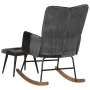 Rocking chair with genuine leather seat and black canvas. by , Rocking chairs - Ref: Foro24-339710, Price: 120,89 €, Discount: %