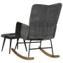 Schaukelstuhl mit echtem Lederhocker und schwarzer Leinwand von , Schaukelstühle - Ref: Foro24-339710, Preis: 120,89 €, Rabat...