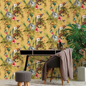 DUTCH WALLCOVERINGS Wandtapete Lemur in Ockerfarbe von , Bemaltes Papier - Ref: Foro24-442557, Preis: 25,01 €, Rabatt: %