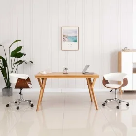 Silla oficina giratoria madera curvada cuero sintético blanco de , Sillas de oficina - Ref: Foro24-3054831, Precio: 160,25 €,...
