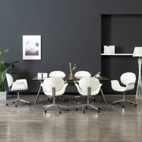 Swivel dining chairs, 6 units, white synthetic leather by , dining chairs - Ref: Foro24-3054859, Price: 874,68 €, Discount: %