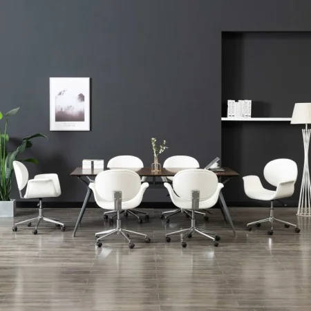 Swivel dining chairs, 6 units, white synthetic leather by , dining chairs - Ref: Foro24-3054859, Price: 874,68 €, Discount: %