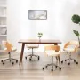 Drehstühle für Esszimmer, 4 Stück, gebogene Holzstruktur, cremefarbenes Leder. von , Essstühle - Ref: Foro24-3054915, Preis: ...