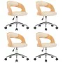 Drehstühle für Esszimmer, 4 Stück, gebogene Holzstruktur, cremefarbenes Leder. von , Essstühle - Ref: Foro24-3054915, Preis: ...