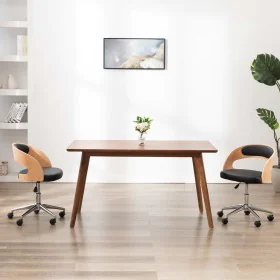 Drehbare Esszimmerstühle, 2 Stück, gebogenes Holz und schwarzes Leder. von , Essstühle - Ref: Foro24-3054917, Preis: 281,66 €...