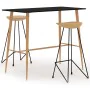 High table and 3-piece black bar stools set by , Furniture sets for kitchens and dining rooms - Ref: Foro24-3057839, Price: 3...