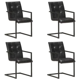 Sillas voladizas de comedor 4 unidades cuero auténtico negro de , Sillas de comedor - Ref: Foro24-3059816, Precio: 584,93 €, ...