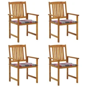 Garden chairs with cushions, 4 units, solid acacia wood. by , Garden chairs - Ref: Foro24-3061194, Price: 312,16 €, Discount: %