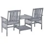 Garden chairs with a small table and solid acacia wood cushions. by , Garden sets - Ref: Foro24-3061315, Price: 159,83 €, Dis...