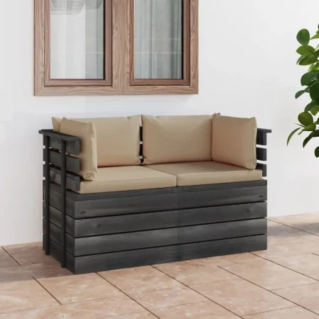 Garden pallet sofa, 2 seats, with solid pine wood cushions. by , Garden sets - Ref: Foro24-3061734, Price: 257,40 €, Discount: %