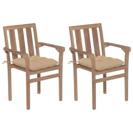 Garden chairs, 2 units, teak wood with beige cushions. by , Garden chairs - Ref: Foro24-3062226, Price: 255,25 €, Discount: %