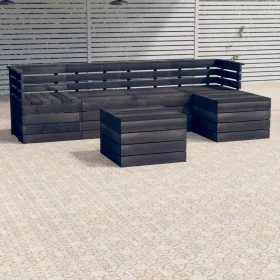 Garden furniture made of 6 pieces of solid dark gray pine wood pallets. by , Garden sets - Ref: Foro24-3063746, Price: 365,76...
