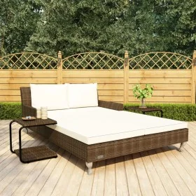 Doppelliege für den Garten mit braunen Kissen aus synthetischem Rattan. von , Betten im Freien - Ref: Foro24-48130, Preis: 58...