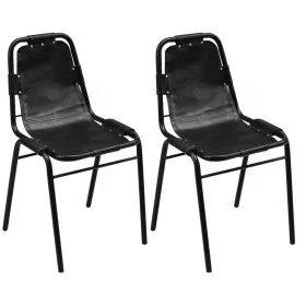 Esszimmerstühle, 2 Stück, echtes schwarzes Leder von , Essstühle - Ref: Foro24-243721, Preis: 211,27 €, Rabatt: %