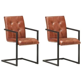 Schwebende Esszimmerstühle, 2 Stück, echtes braunes Leder. von , Essstühle - Ref: Foro24-321847, Preis: 322,62 €, Rabatt: %