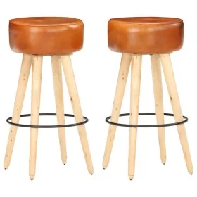 Küchenhocker 2 Stück aus grobem Mangoholz und echtem braunem Leder. von , Küchenhocker - Ref: Foro24-288086, Preis: 136,62 €,...