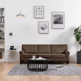 Three-seater brown fabric sofa by , Sofas - Ref: Foro24-287163, Price: 436,50 €, Discount: %