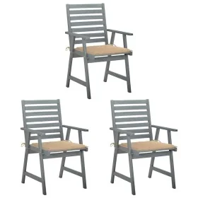 Garden dining chairs 3 pcs solid acacia wood and cushions by , Garden chairs - Ref: Foro24-3064431, Price: 290,75 €, Discount: %