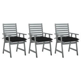 Garden dining chairs 3 pcs solid acacia wood and cushions by , Garden chairs - Ref: Foro24-3064450, Price: 284,81 €, Discount: %