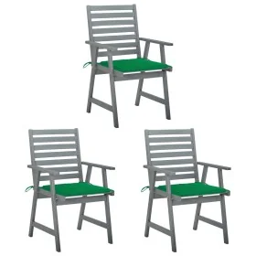 Sillas comedor de jardín 3 uds madera maciza acacia y cojines de , Sillas de jardín - Ref: Foro24-3064433, Precio: 277,59 €, ...
