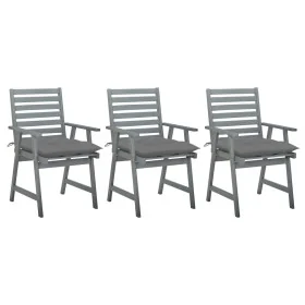Sillas comedor de jardín 3 uds madera maciza acacia y cojines de , Sillas de jardín - Ref: Foro24-3064444, Precio: 284,75 €, ...