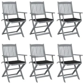 Folding garden chairs 6 pcs with solid acacia wood cushions by , Garden chairs - Ref: Foro24-3065414, Price: 305,33 €, Discou...