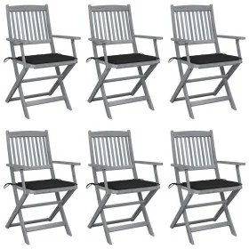 Sillas de jardín plegables 6 uds cojines madera maciza acacia de , Sillas de jardín - Ref: Foro24-3065414, Precio: 305,32 €, ...