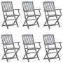 Faltbare Gartenstühle, 6 Stück, mit massiven Akazienholz-Kissen. von , Gartenstühle - Ref: Foro24-3065414, Preis: 305,32 €, R...