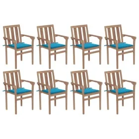Stapelbare Gartenstühle, 8 Stück Massivholz Teak mit Kissen. von , Gartenstühle - Ref: Foro24-3073437, Preis: 1,00 €, Rabatt: %
